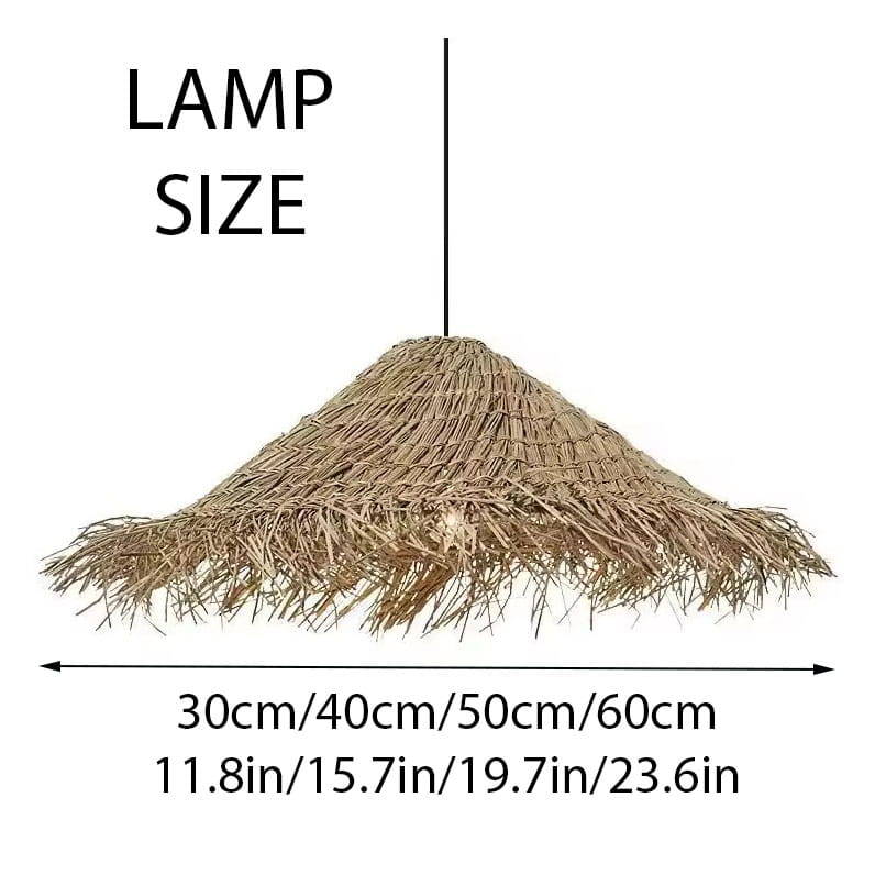 Wabi Sabi Wicker Chandelier Straw Hat Pendant Light Size Chart