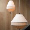 Wabi sabi Cone Shape Fabric Pendant Light Japanese Cloth Chandelier Wood Wall Decor