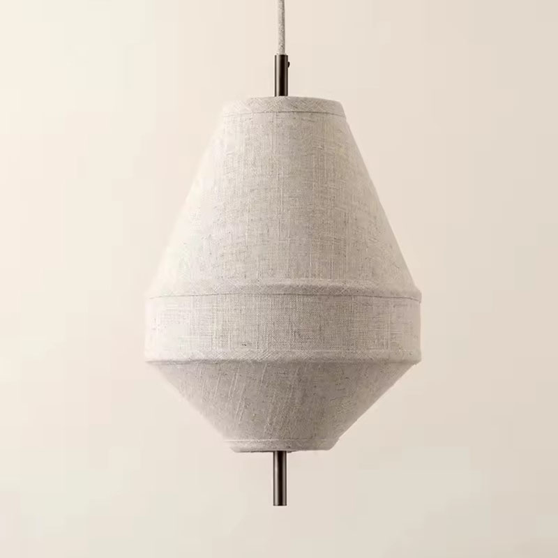 Wabi sabi Gray Fabric Cone Pendant Light Product Photo White Background