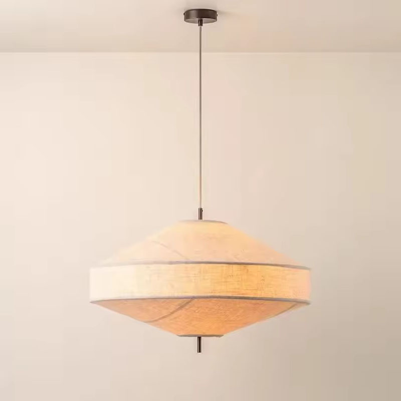 Wabi sabi UFO Lantern Pendant Light Orange Fabric Product Photo White Background