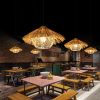 Wicker Straw Hat Pendant Light Cluster Restaurant Ceiling Lighting Decor