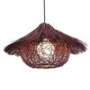 Wicker Straw Hat Pendant Light Coffee Brown Rattan Lamp Shade