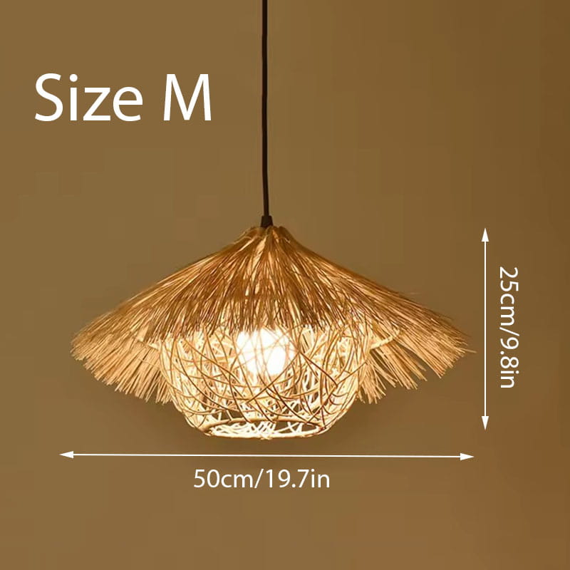 Wicker Straw Hat Pendant Light Size M 50cm x 25cm Rattan Lamp