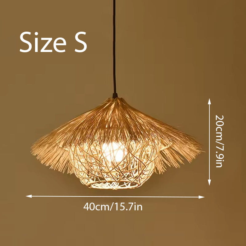 Wicker Straw Hat Pendant Light Size S 40cm x 20cm Rattan Lamp