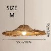 Wicker Straw Hat Pendant Light Wabi Sabi Lampshade Size M 50cm