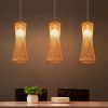 Woven Bamboo Pendant Lamps Japanese Style Weaving Lampshade Hourglass Shape Trio