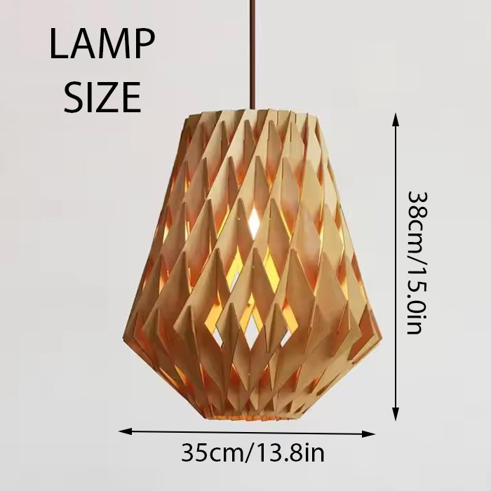 Geometric Wood Pendant Light Lamp Size