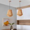 Geometric Wood Pendant Light Over Dining Area