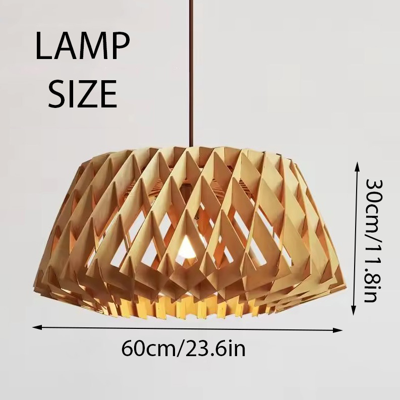 Nordic Geometric Wood Dome Pendant Light Size