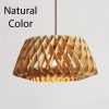 Nordic Geometric Wood Dome Pendant Light in Natural Wood Color