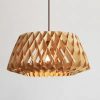 Nordic Geometric Wood Dome Pendant Light with Warm Glow Through Lattice Shade