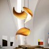 Wood Shell Shape Wooden Chandelier Set in High Ceiling Living Room