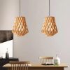 Wooden Geometric Pendant Lights Above Dining Table